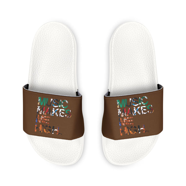 MMMH Unisex Slides: Brown/White | Graffiti