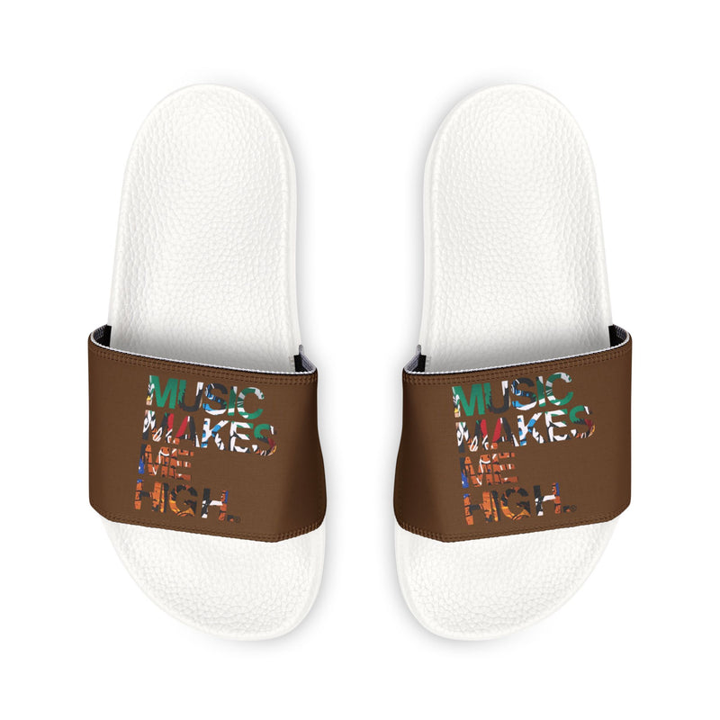 MMMH Unisex Slides: Brown/White | Graffiti