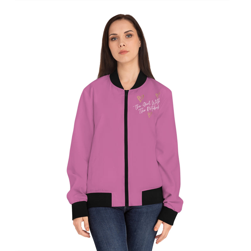 TGWTN Women's Bomber Jacket: Brown/White | Light Pink