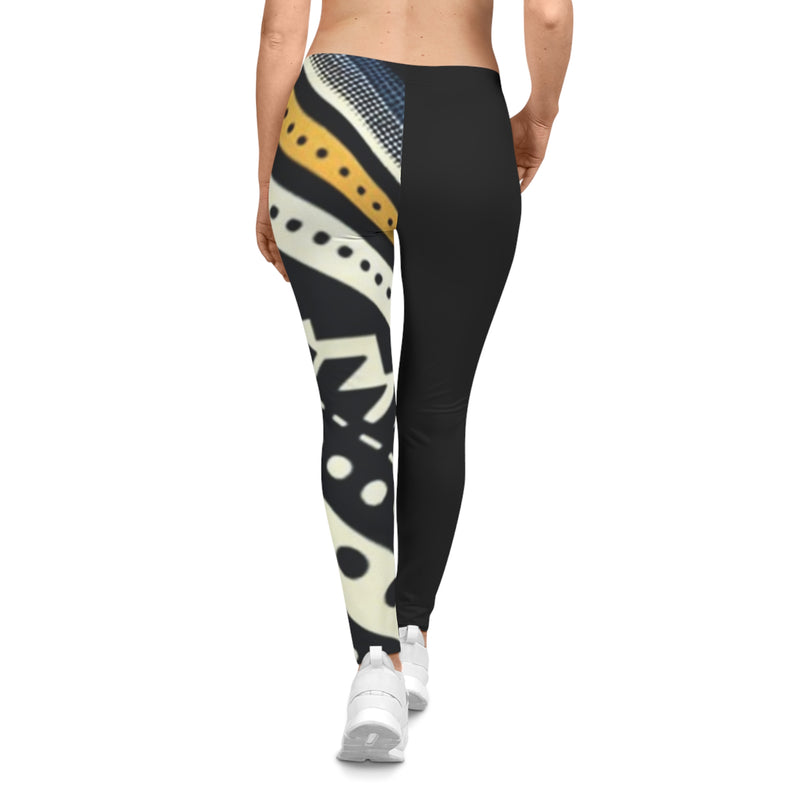 MMMH Leggings: Black Abstract/Black | Blue