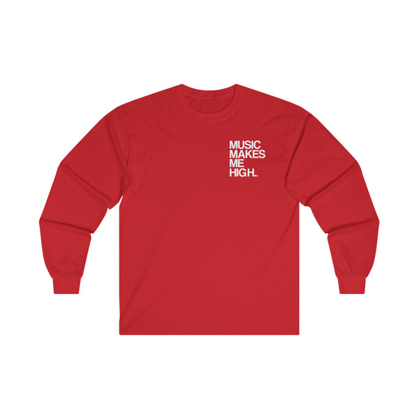 MMMH Unisex Long Sleeve Tee: Red | White Lettering