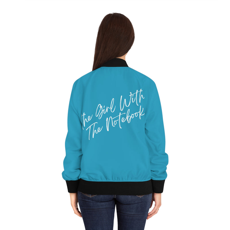 TGWTN Women's Bomber Jacket: White | Turquoise