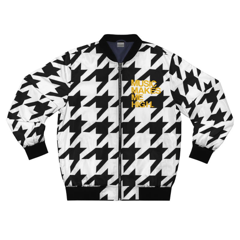 MMMH Unisex Bomber Jacket: Houndstooth | Yellow