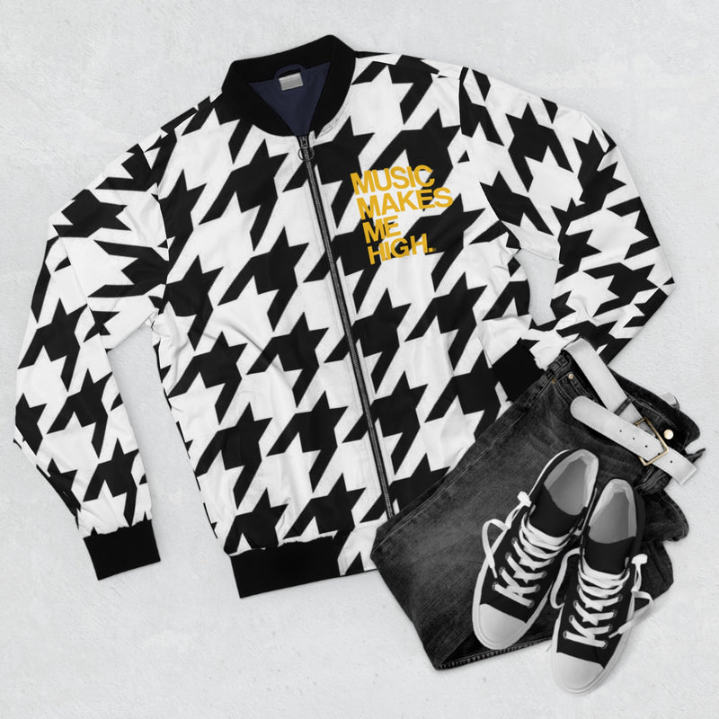 MMMH Unisex Bomber Jacket: Houndstooth | Yellow