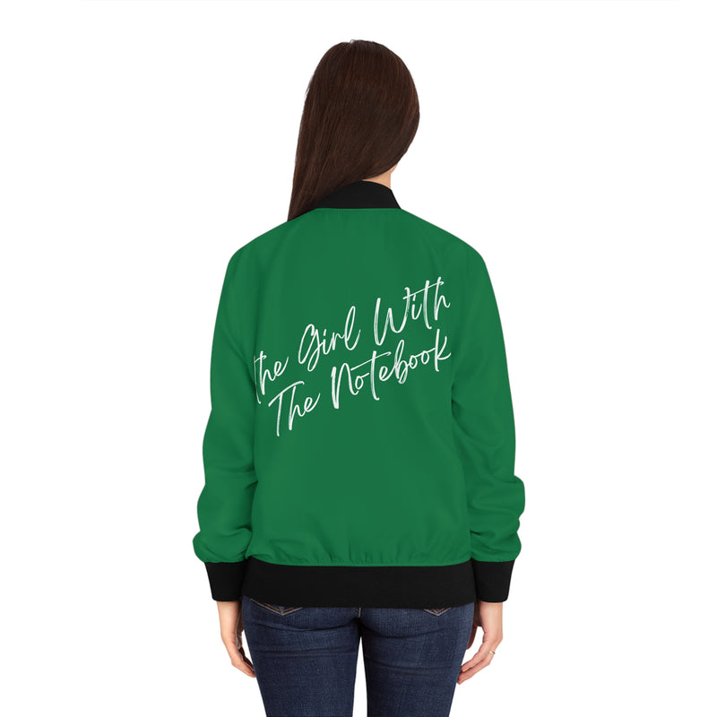 TGWTN Women's Bomber Jacket: White | Dark Green