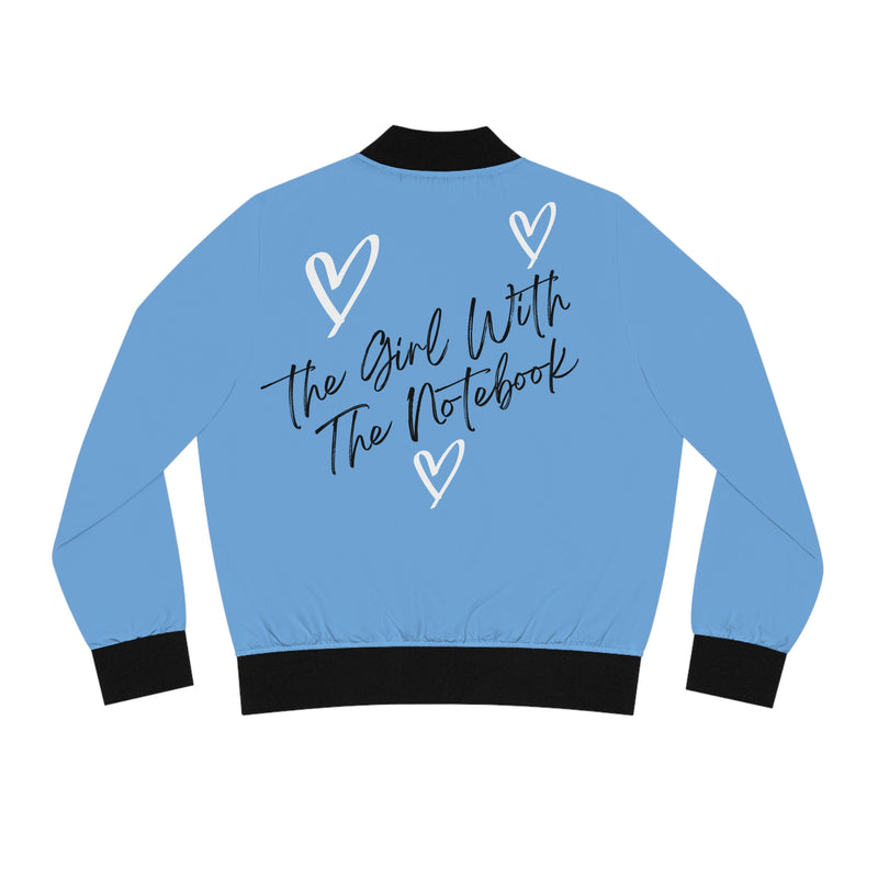 TGWTN Women's Bomber Jacket: White/Black | Light Blue