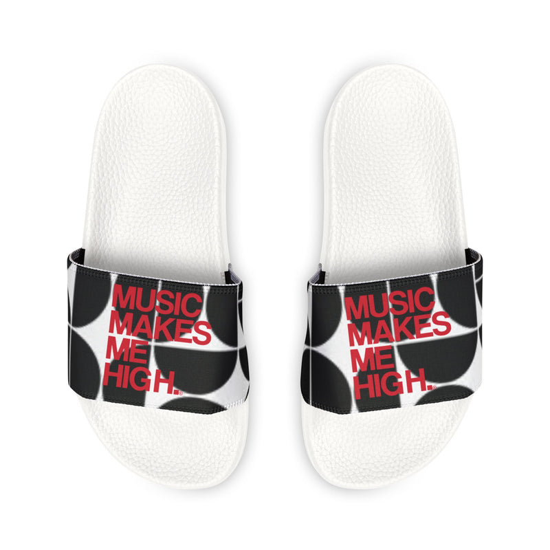 MMMH Unisex Slides: Black Geo/White | Red