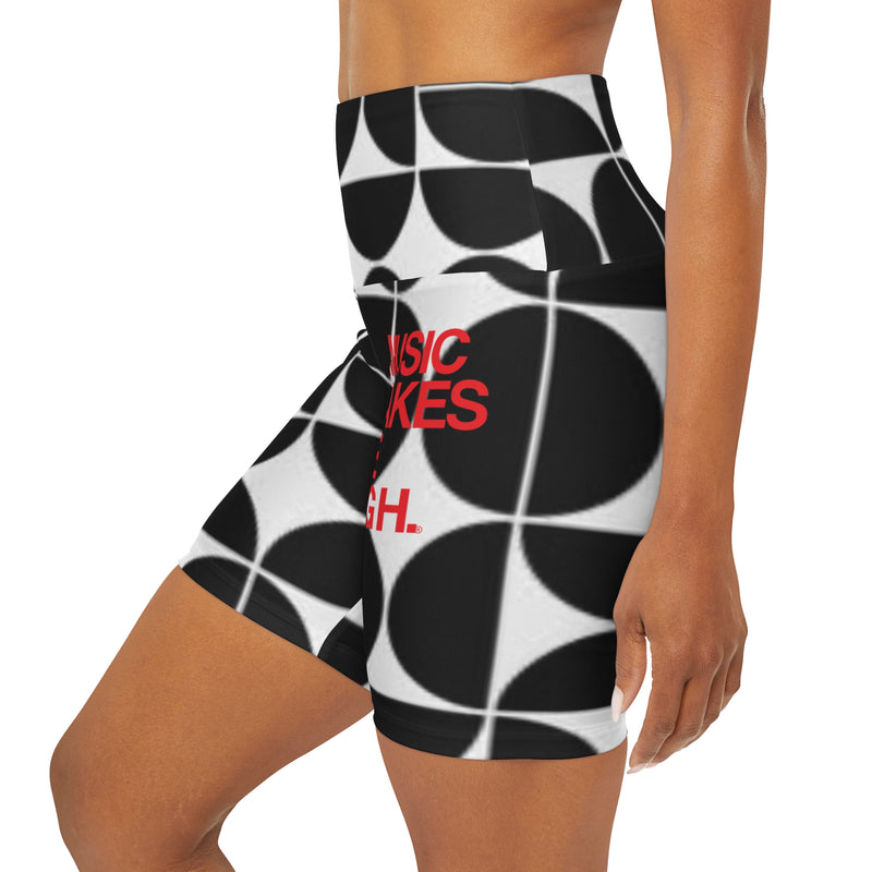 MMMH Yoga Shorts: Black Geo | Red