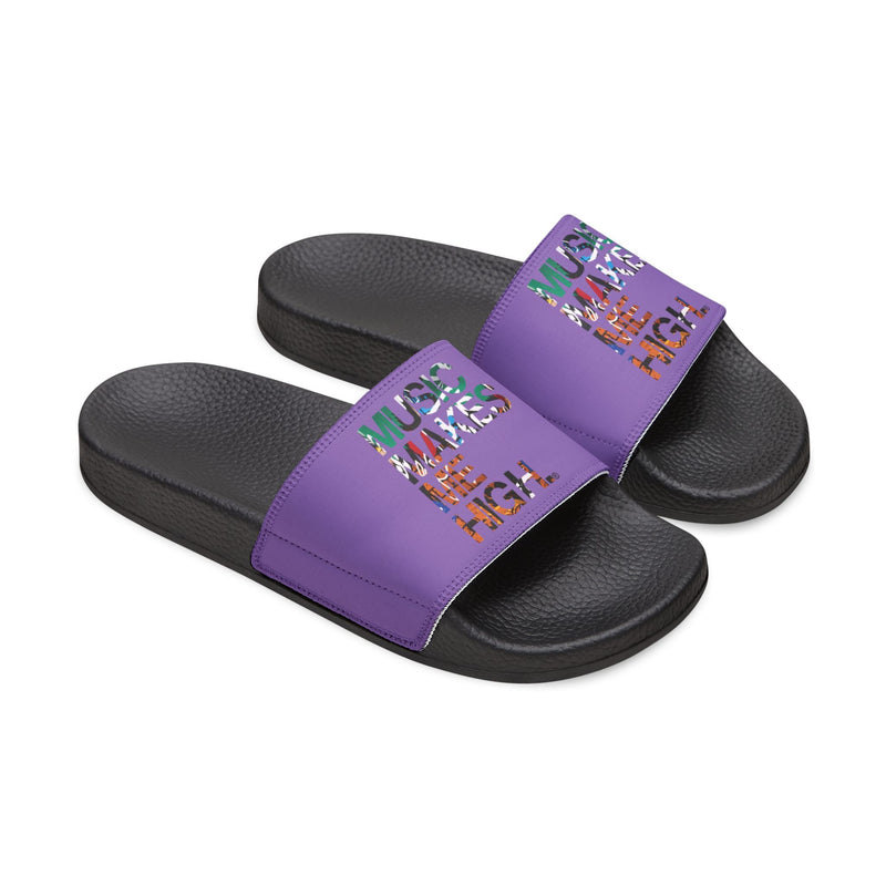 MMMH Unisex Slides: Light Purple/Black | Graffiti