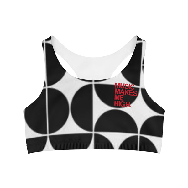 MMMH Sports Bra: Black Geo | Red