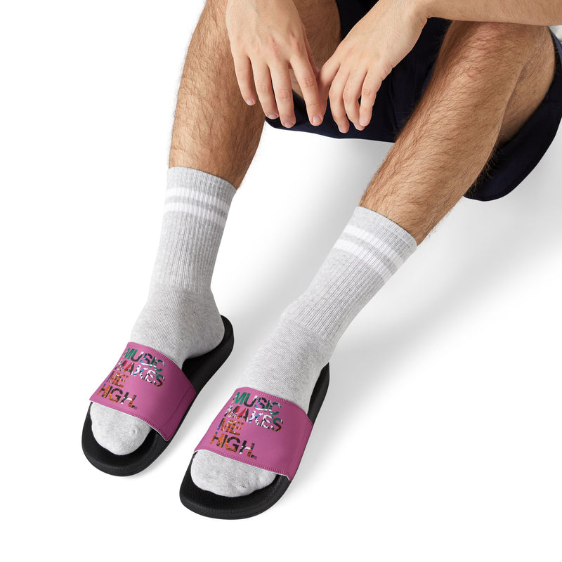 MMMH Unisex Slides: Light Pink/Black | Graffiti