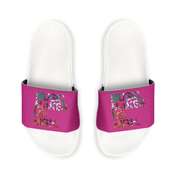 MMMH Unisex Slides: Pink/White | Graffiti