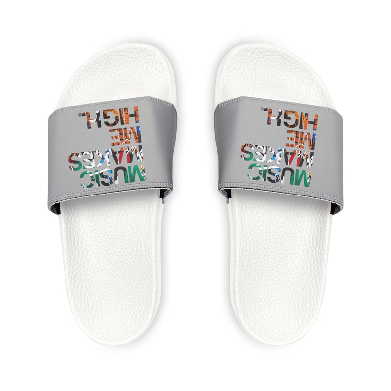 MMMH Unisex Slides: Light Grey/White | Graffiti