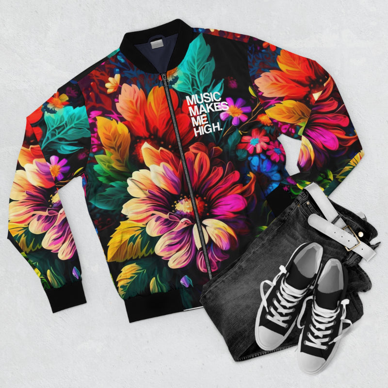 MMMH Unisex Bomber Jacket: Floral | White