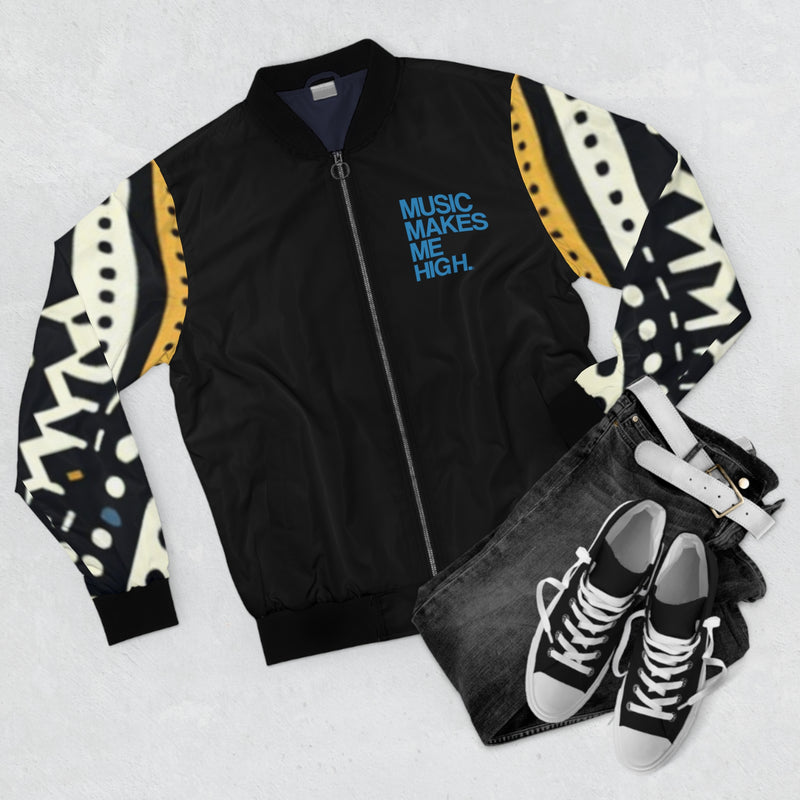 MMMH Unisex Bomber Jacket: Black Abstract/Black | Blue