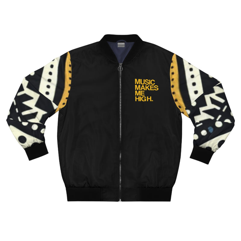 MMMH Unisex Bomber Jacket: Black Abstract/Black | Yellow