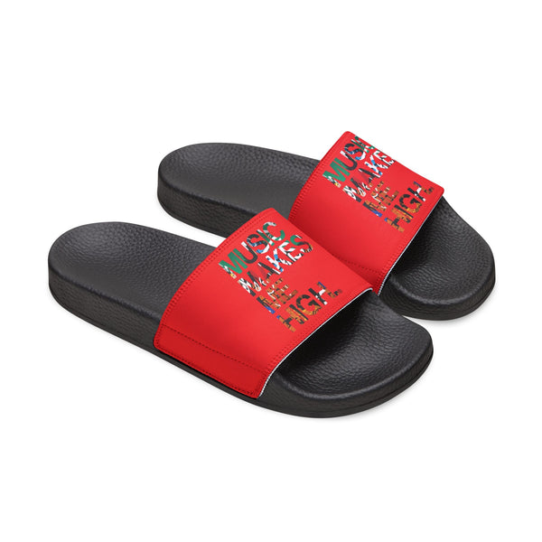 MMMH Unisex Slides: Red/Black | Graffiti