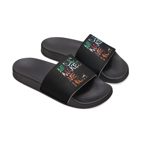 MMMH Unisex Slides: Black/Black| Graffiti