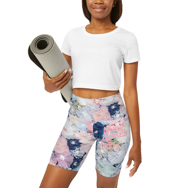 MMMH Yoga Shorts: Flowers | Light Pink