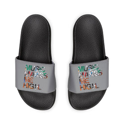 MMMH Unisex Slides: Grey/Black | Graffiti