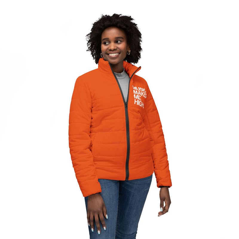 MMMH Women’s Puffer Jacket: Orange | White