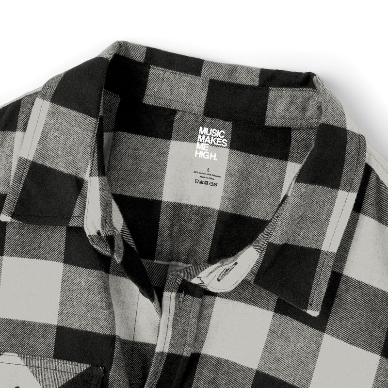 MMMH Unisex Flannel Shirt: Grey Heather | White