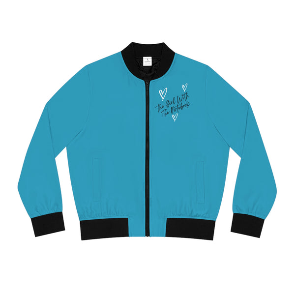 TGWTN Women's Bomber Jacket: White/Black | Turquoise