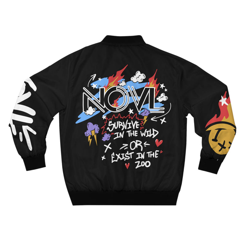 NOVL Unisex Bomber Jacket: Survive | Black