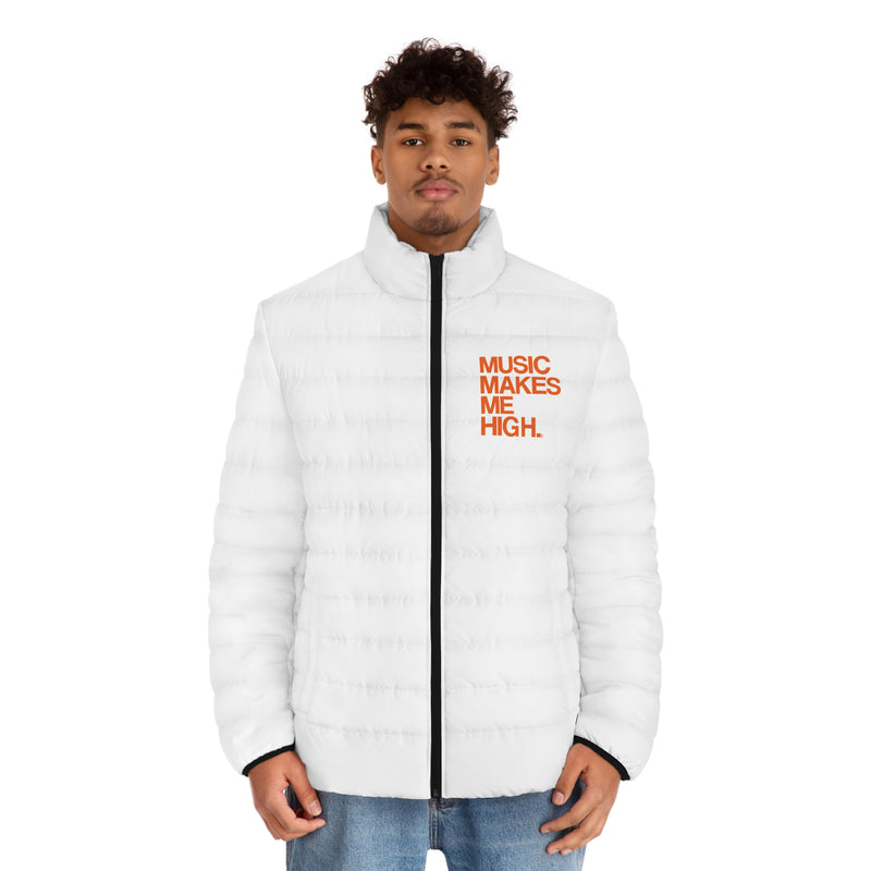 MMMH Men's Puffer Jacket: White | Orange