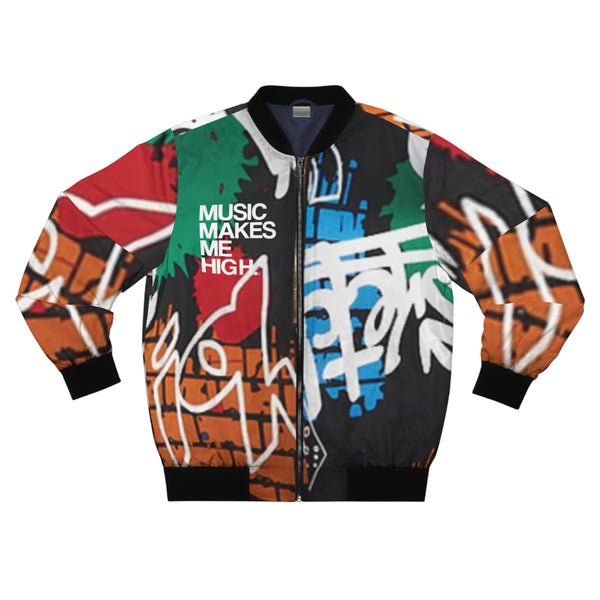 MMMH Unisex Bomber Jacket: Color Graffiti | White