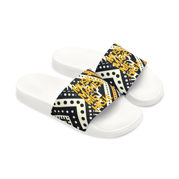 MMMH Unisex Sandals: Black Abstract/White | Yellow