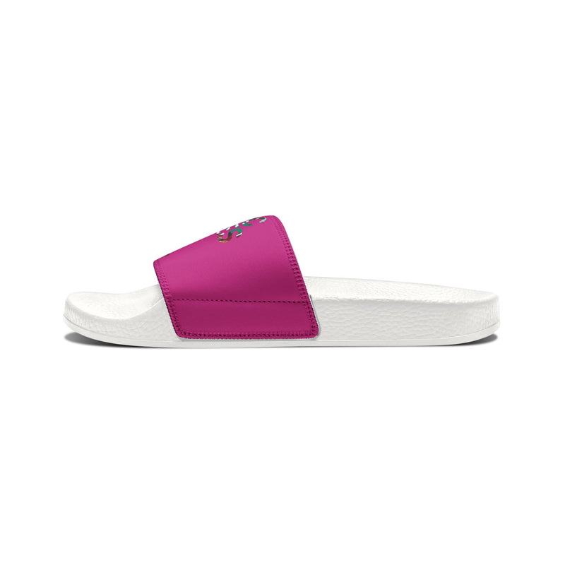 MMMH Unisex Slides: Pink/White | Graffiti