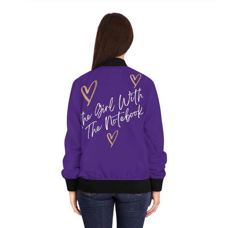 TGWTN Women's Bomber Jacket: Brown/White | Purple