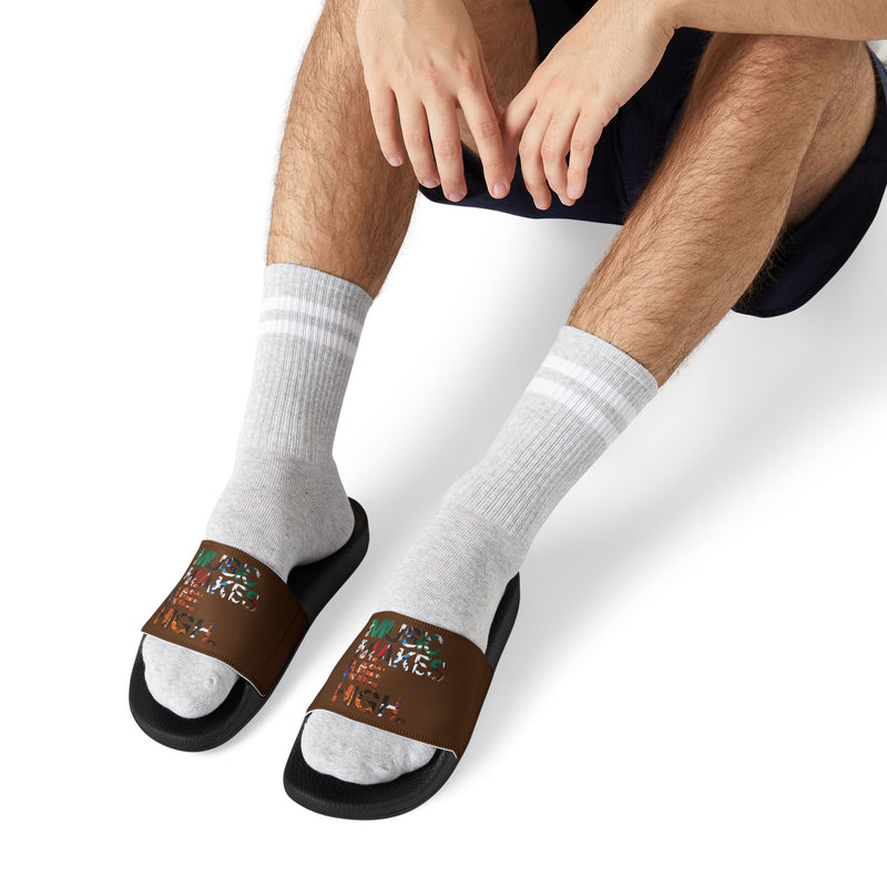 MMMH Unisex Slides: Brown/Black| Graffiti