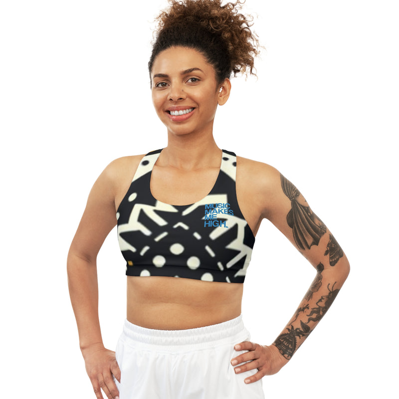 MMMH Sports Bra: Black Abstract | Blue