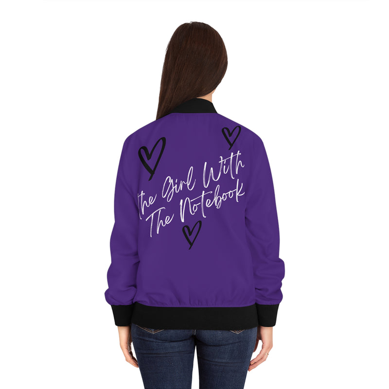 TGWTN Women's Bomber Jacket: Black/White | Purple