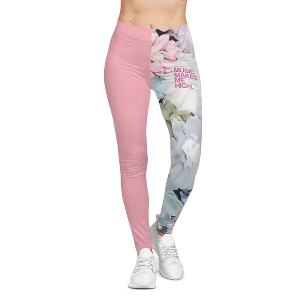 MMMH Leggings: Flowers/Light Pink | Light Pink