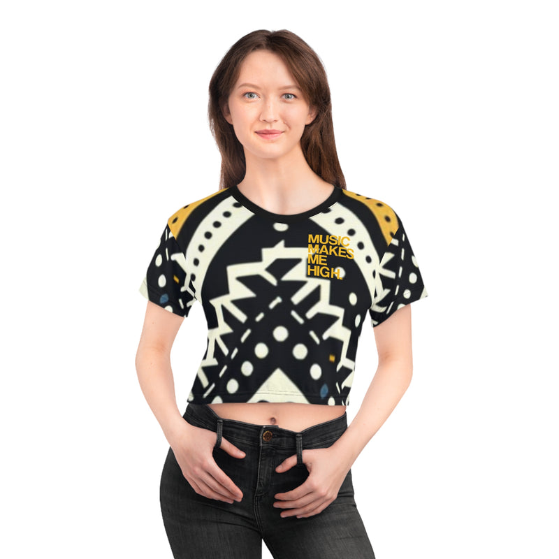 MMMH Cropped Top: Black Abstract | Gold