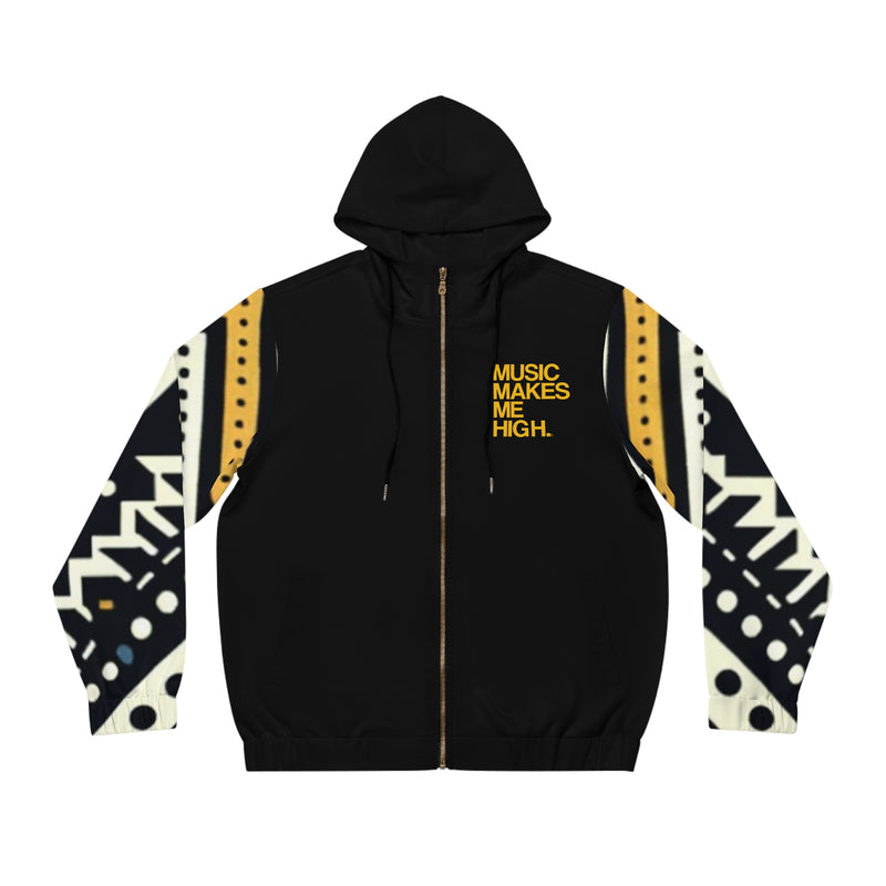 MMMH Unisex Zip Hoodie: Black Abstract/Black | Yellow