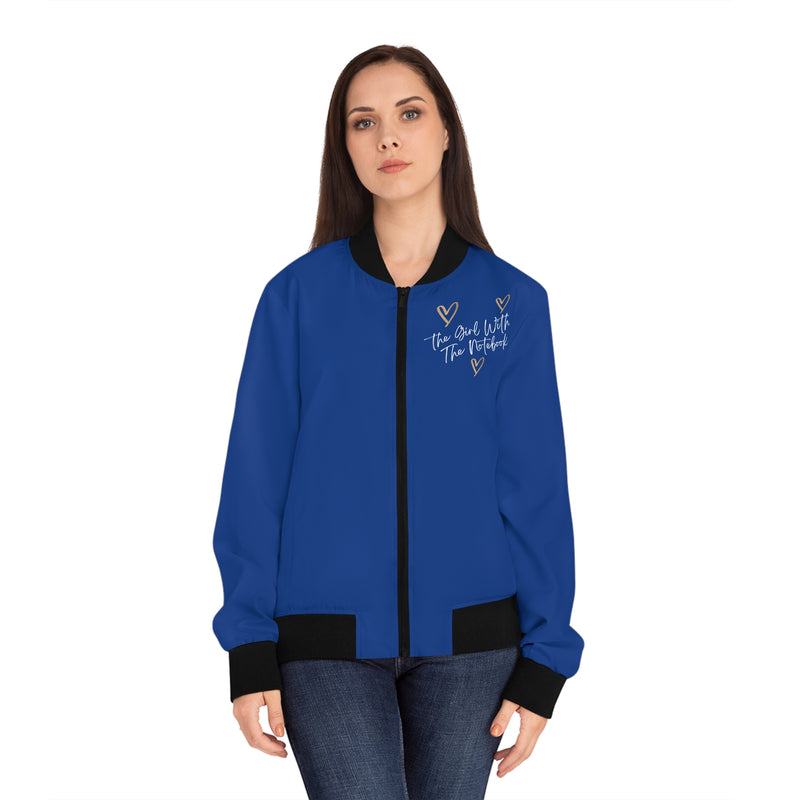 TGWTN Women's Bomber Jacket: Brown/White | Dark Blue