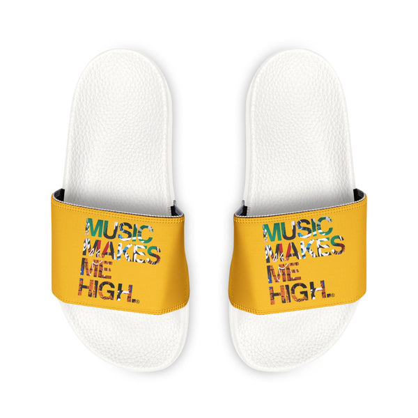 MMMH Unisex Slides: Yellow/White | Graffiti