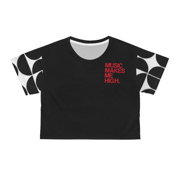 MMMH Cropped Top: Black Geo/Black | Red