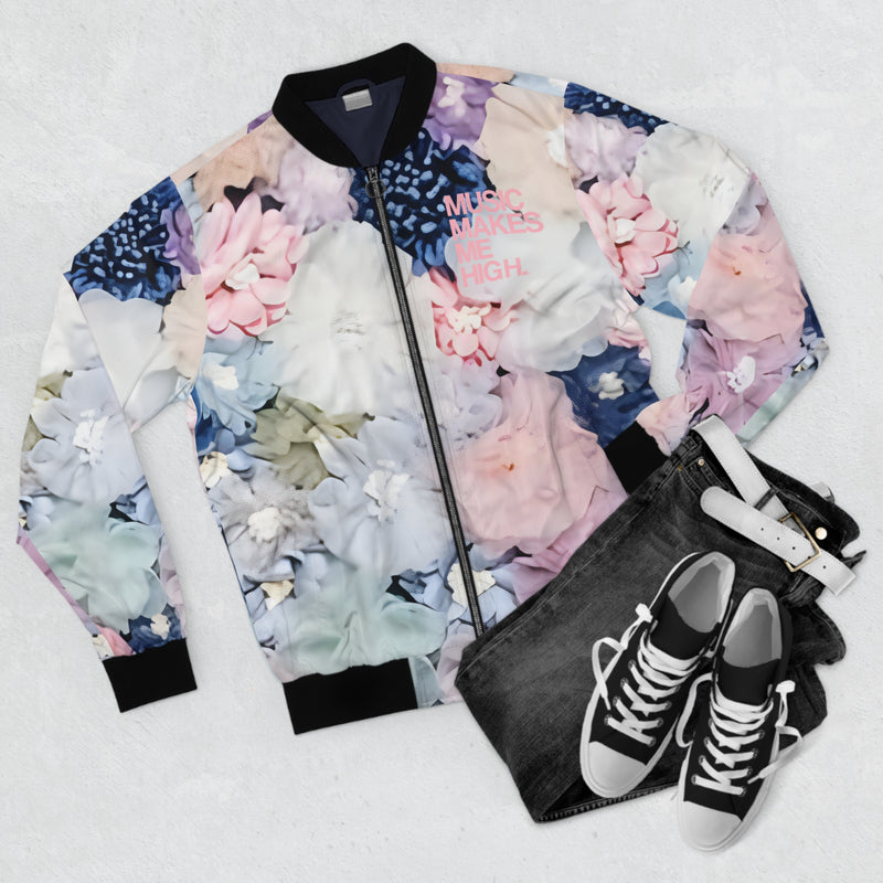 MMMH Unisex Bomber Jacket: Flowers | Light Pink