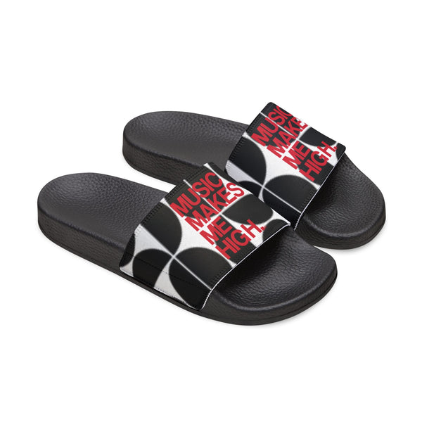 MMMH Unisex Slides: Black Geo/Black | Red