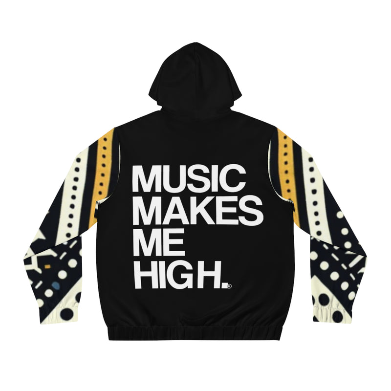 MMMH Unisex Zip Hoodie: Black Abstract/Black | White