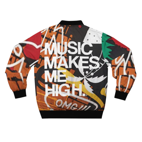 MMMH Unisex Bomber Jacket: Color Graffiti | White