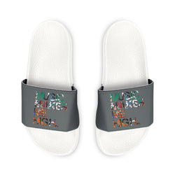 MMMH Unisex Slides: Dark Grey/White | Graffiti