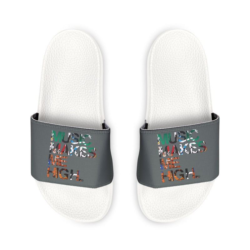 MMMH Unisex Slides: Dark Grey/White | Graffiti