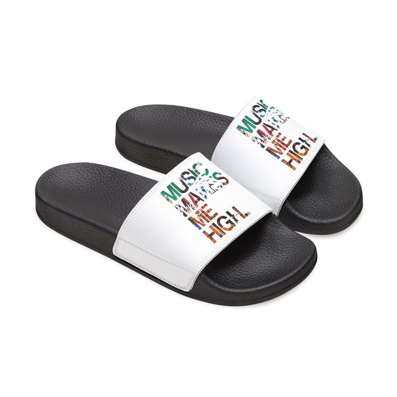 MMMH Unisex Slides: White/Black | Graffiti