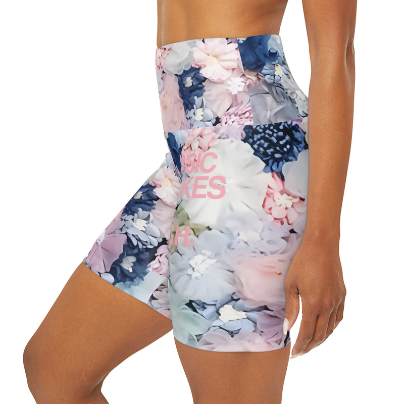 MMMH Yoga Shorts: Flowers | Light Pink